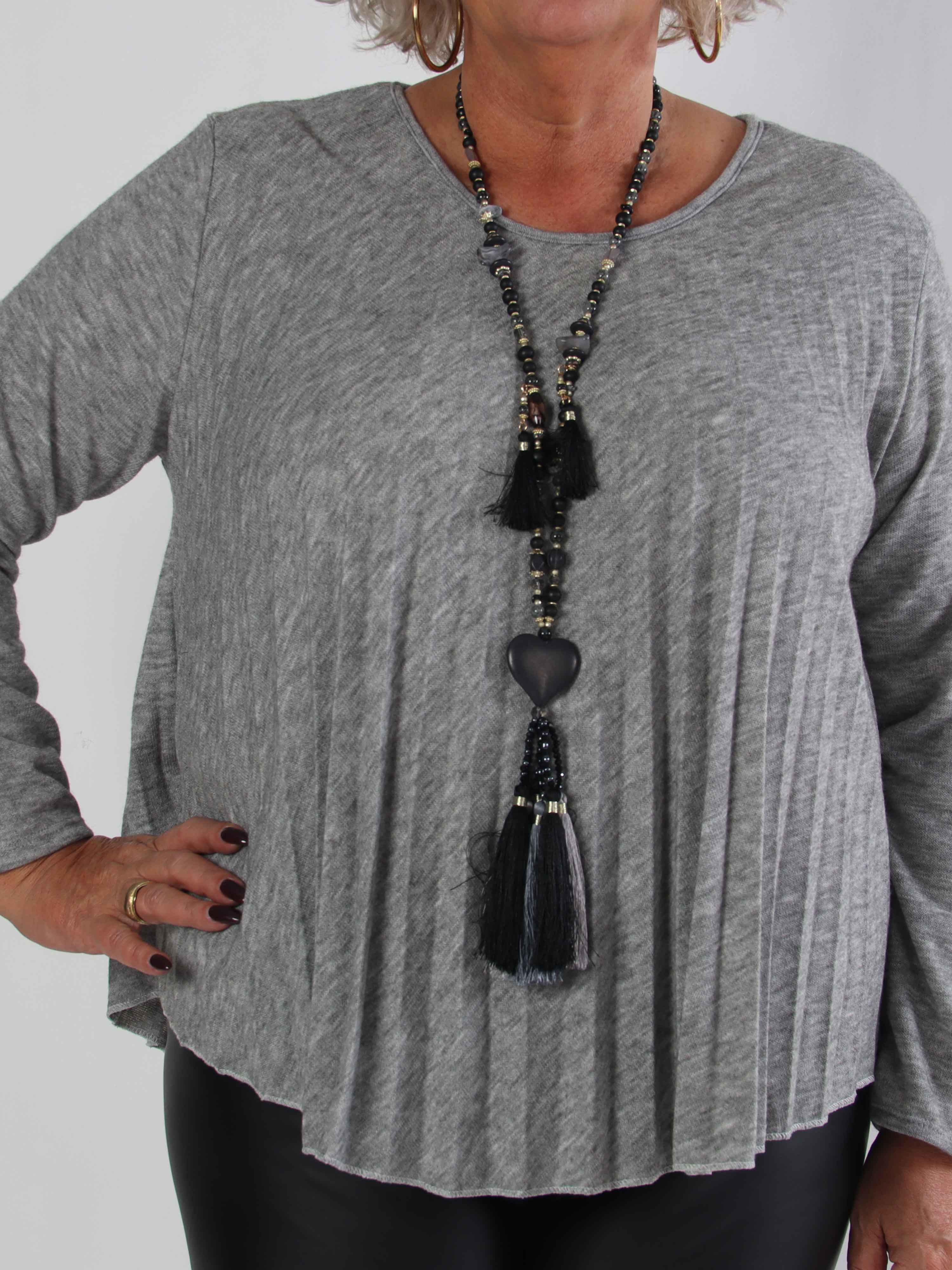 Anita Shirt - Blød plisseret plus size strikbluse i viskose og uld